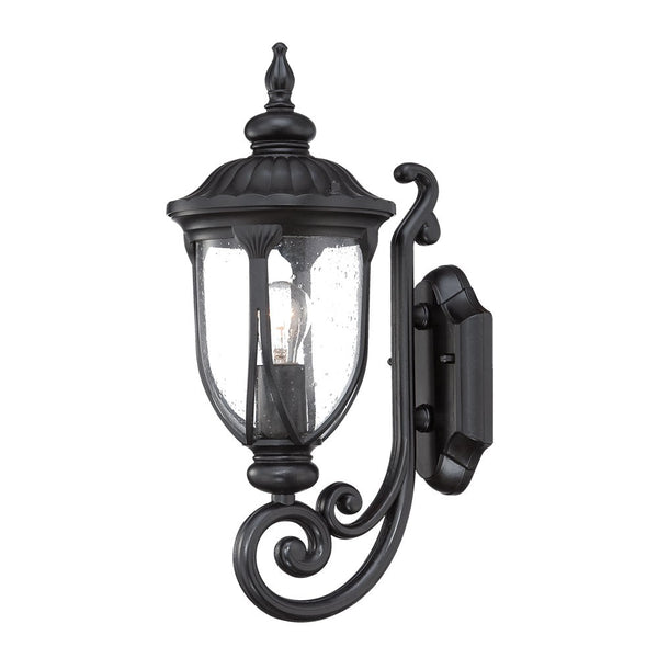 Homeroots Matte Black Cast Aluminum Glass Lantern Wall Light   398510