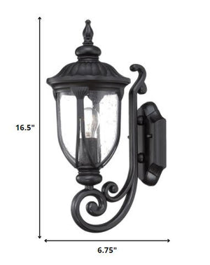 Homeroots Matte Black Cast Aluminum Glass Lantern Wall Light   398510