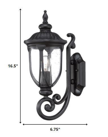 Homeroots Matte Black Cast Aluminum Glass Lantern Wall Light   398510