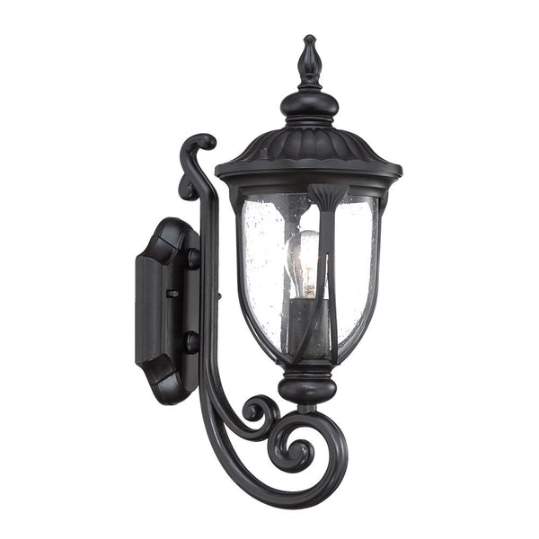 Homeroots Matte Black Cast Aluminum Glass Lantern Wall Light   398510
