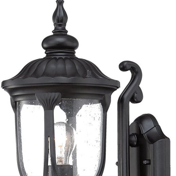 Homeroots Matte Black Cast Aluminum Glass Lantern Wall Light   398510