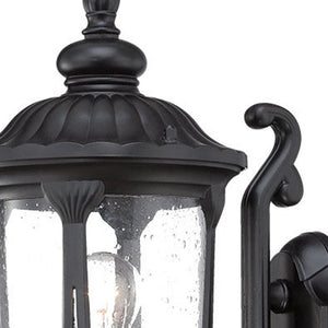 Homeroots Matte Black Cast Aluminum Glass Lantern Wall Light   398510