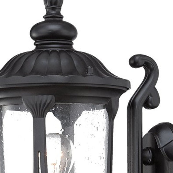 Homeroots Matte Black Cast Aluminum Glass Lantern Wall Light   398510