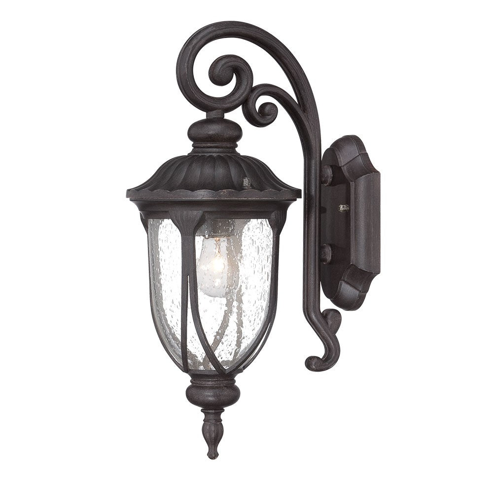 Homeroots Black Cast Aluminum Glass Lantern Wall Sconce   398511