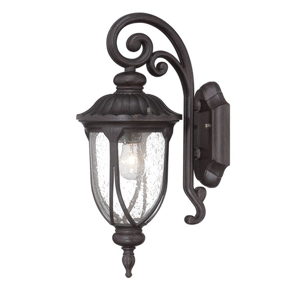 Homeroots Black Cast Aluminum Glass Lantern Wall Sconce   398511