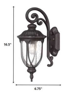 Homeroots Black Cast Aluminum Glass Lantern Wall Sconce   398511