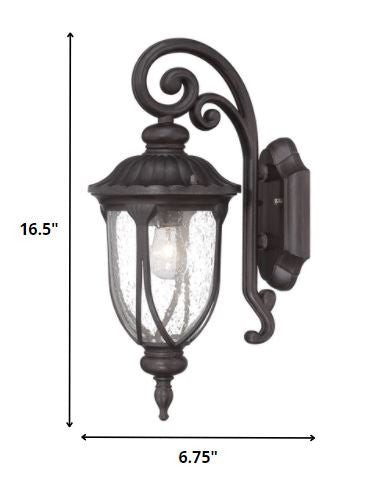 Homeroots Black Cast Aluminum Glass Lantern Wall Sconce   398511