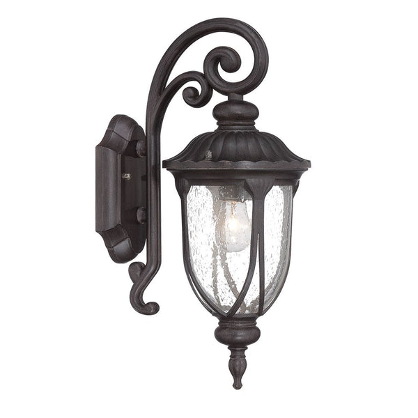Homeroots Black Cast Aluminum Glass Lantern Wall Sconce   398511