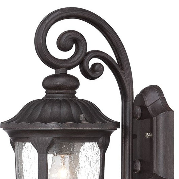Homeroots Black Cast Aluminum Glass Lantern Wall Sconce   398511