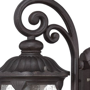 Homeroots Black Cast Aluminum Glass Lantern Wall Sconce   398511