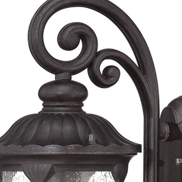 Homeroots Black Cast Aluminum Glass Lantern Wall Sconce   398511