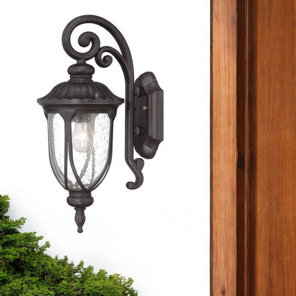 Homeroots Black Cast Aluminum Glass Lantern Wall Sconce   398511
