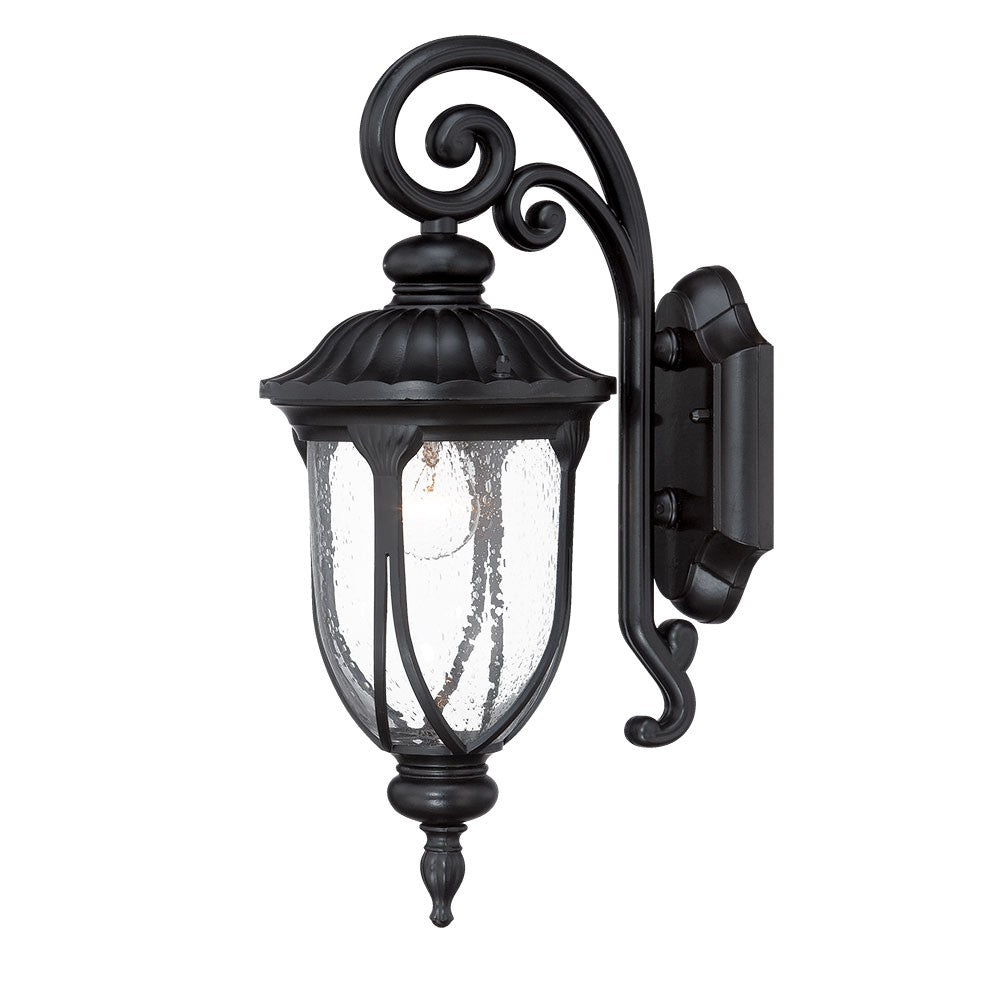 Homeroots Matte Black Cast Aluminum Glass Lantern Wall Sconce   398512