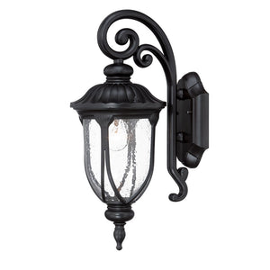 Homeroots Matte Black Cast Aluminum Glass Lantern Wall Sconce   398512