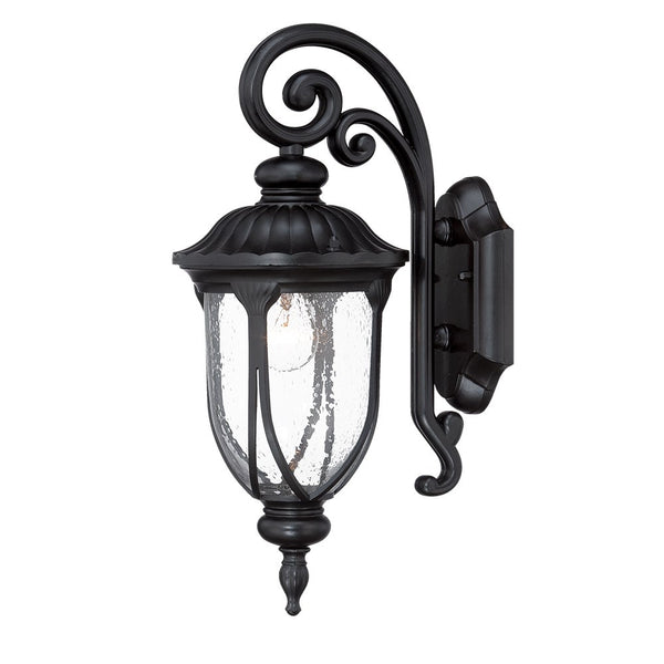 Homeroots Matte Black Cast Aluminum Glass Lantern Wall Sconce   398512