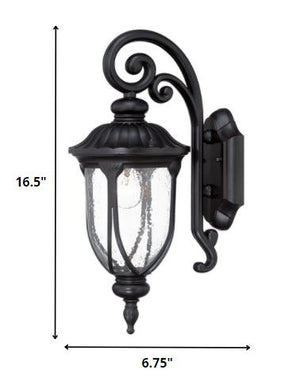 Homeroots Matte Black Cast Aluminum Glass Lantern Wall Sconce   398512