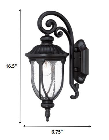 Homeroots Matte Black Cast Aluminum Glass Lantern Wall Sconce   398512