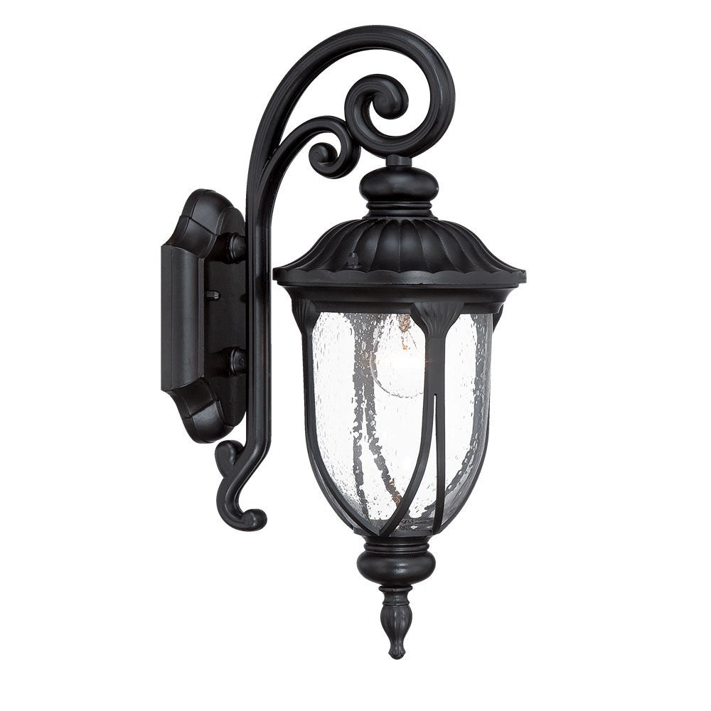 Homeroots Matte Black Cast Aluminum Glass Lantern Wall Sconce   398512