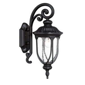 Homeroots Matte Black Cast Aluminum Glass Lantern Wall Sconce   398512