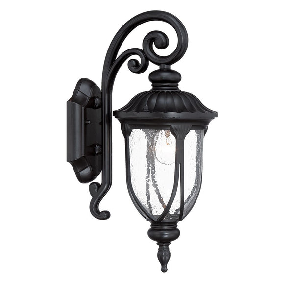 Homeroots Matte Black Cast Aluminum Glass Lantern Wall Sconce   398512