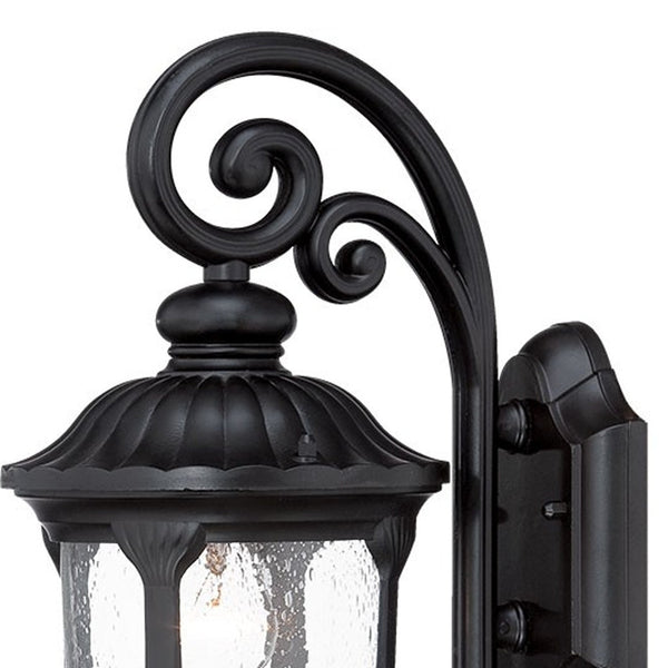 Homeroots Matte Black Cast Aluminum Glass Lantern Wall Sconce   398512
