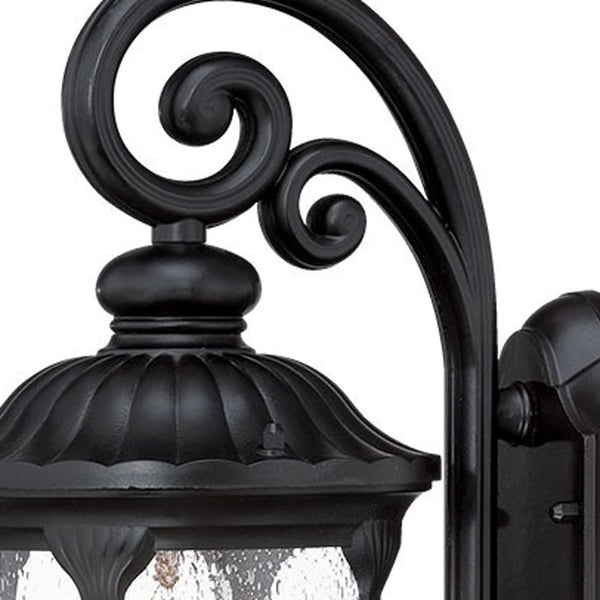 Homeroots Matte Black Cast Aluminum Glass Lantern Wall Sconce   398512
