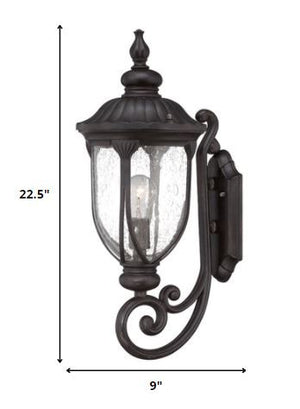 Homeroots Xl Black Cast Aluminum Glass Lantern Wall Light   398513
