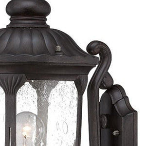 Homeroots Xl Black Cast Aluminum Glass Lantern Wall Light   398513