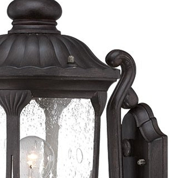 Homeroots Xl Black Cast Aluminum Glass Lantern Wall Light   398513