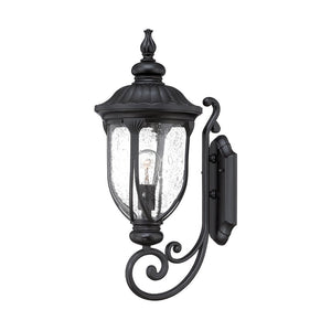 Homeroots Xl Matte Black Cast Aluminum Glass Lantern Wall Light   398514