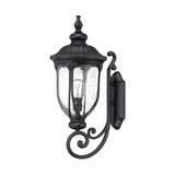 XL Matte Black Lantern Wall Light - Elegant Two-Tier Design with Clear Glass Panels for Outdoor Charm