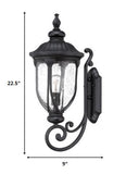 Homeroots Xl Matte Black Cast Aluminum Glass Lantern Wall Light   398514