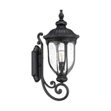 Homeroots Xl Matte Black Cast Aluminum Glass Lantern Wall Light   398514