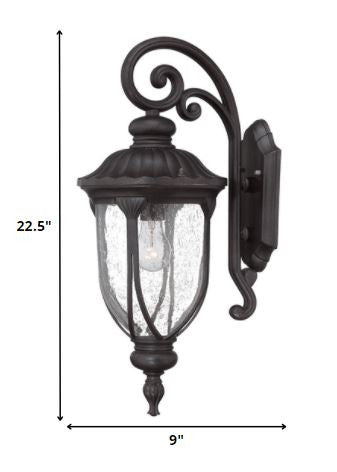 Homeroots Xl Black Cast Aluminum Glass Lantern Wall Sconce   398515