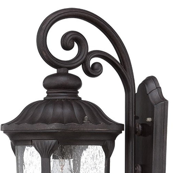 Homeroots Xl Black Cast Aluminum Glass Lantern Wall Sconce   398515