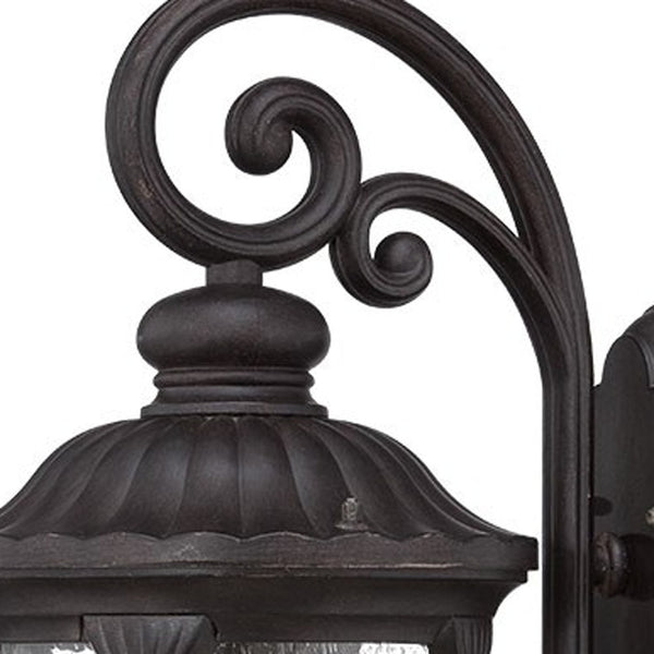 Homeroots Xl Black Cast Aluminum Glass Lantern Wall Sconce   398515