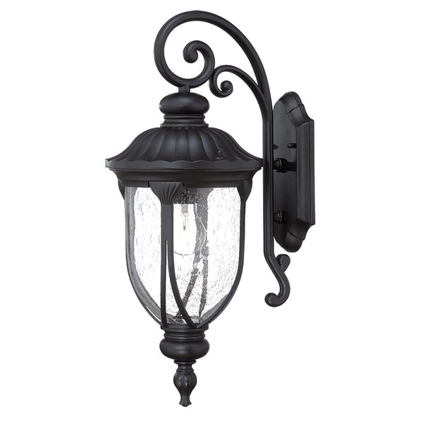 Homeroots Xl Matte Black Cast Aluminum Glass Lantern Wall Sconce   398516