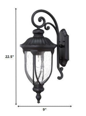 Homeroots Xl Matte Black Cast Aluminum Glass Lantern Wall Sconce   398516