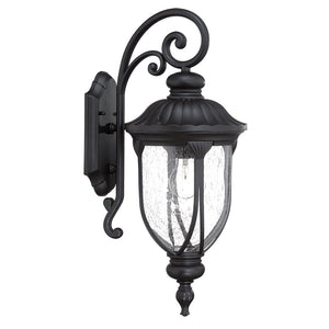 Homeroots Xl Matte Black Cast Aluminum Glass Lantern Wall Sconce   398516