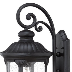 Homeroots Xl Matte Black Cast Aluminum Glass Lantern Wall Sconce   398516
