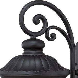 Homeroots Xl Matte Black Cast Aluminum Glass Lantern Wall Sconce   398516