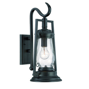 HomeRoots Matte Black Oil Lamp Wall Light - Vintage-Inspired Outdoor Fixture for Timeless Charm & Warm Glow 398527