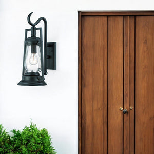 HomeRoots Matte Black Oil Lamp Wall Light - Vintage-Inspired Outdoor Fixture for Timeless Charm & Warm Glow 398527