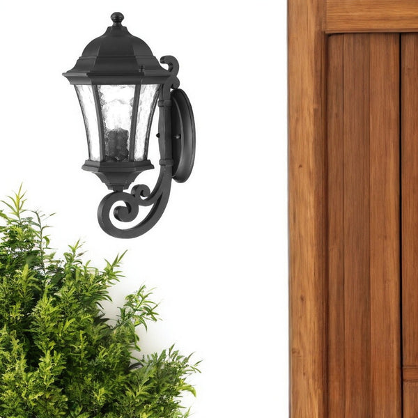 Homeroots Matte Black Tapered Lantern Wall Light   398531