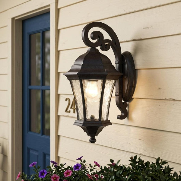 Antique Black Tapered Lantern Sconce for Rustic Outdoor or Entryway Decor