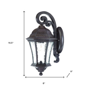 Homeroots Antique Black Tapered Hanging Lantern Wall Light  Aluminium  398532