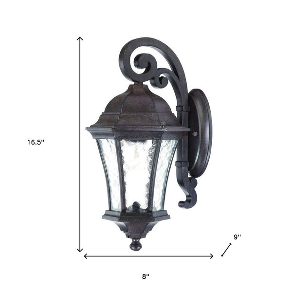 Homeroots Antique Black Tapered Hanging Lantern Wall Light  Aluminium  398532