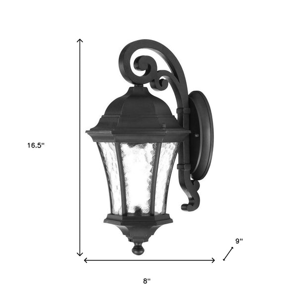 Homeroots Matte Black Tapered Hanging Lantern Wall Light  Aluminium  398533