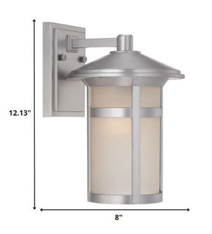 Homeroots Brushed Silver Round White Glass Wall Light   398537