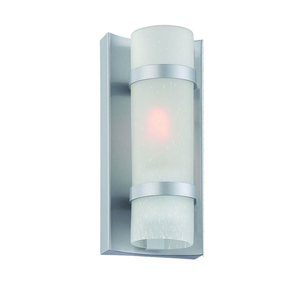 Homeroots Brushed Silver And White Glass Wall Sconce   398547